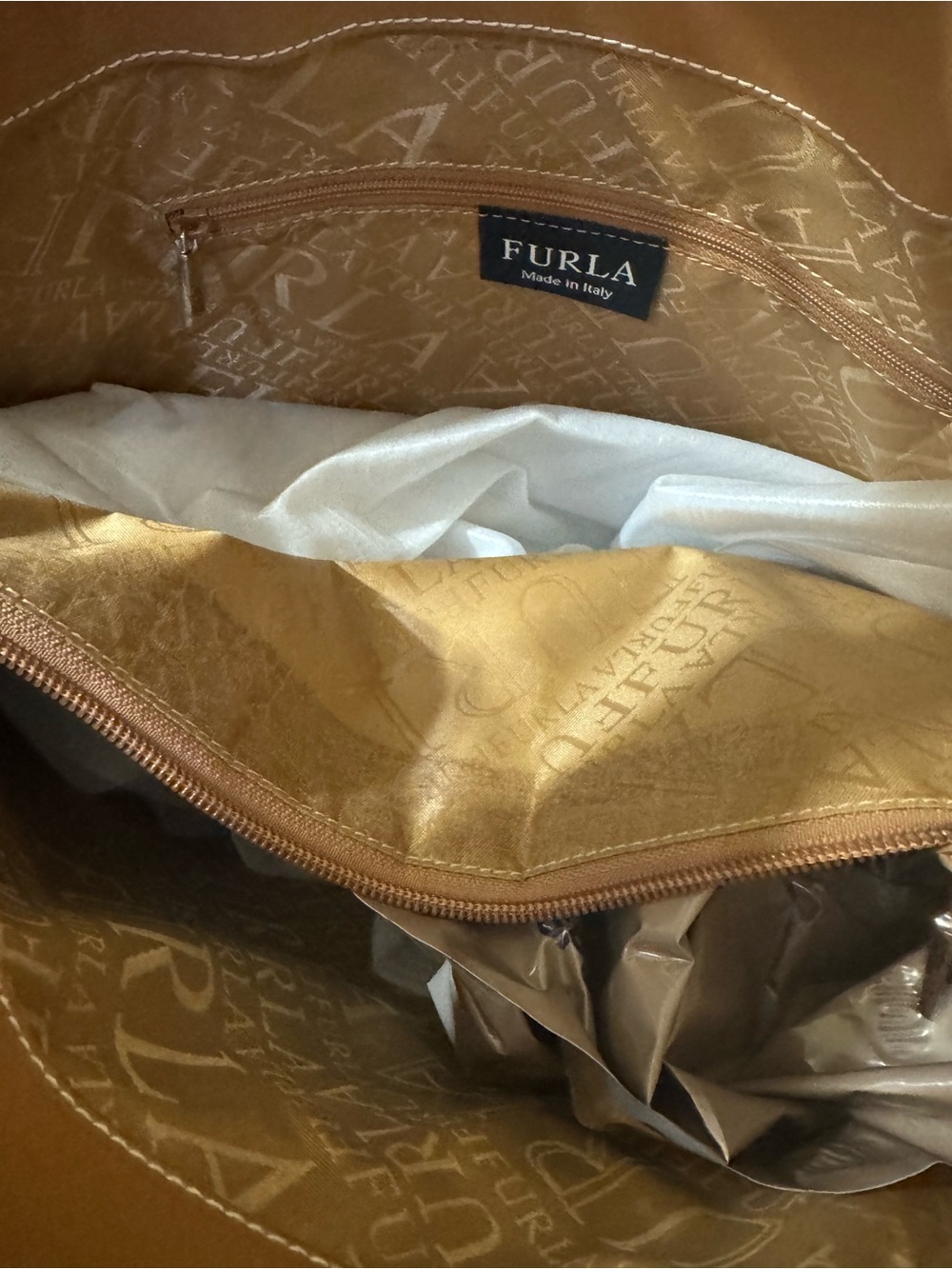 Furla Caramel Leather Tote with silver hardware - Picture 11 of 15